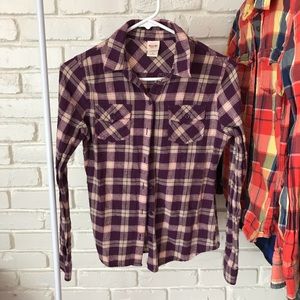 EUC plaid maroon Mossimo long sleeved shirt
